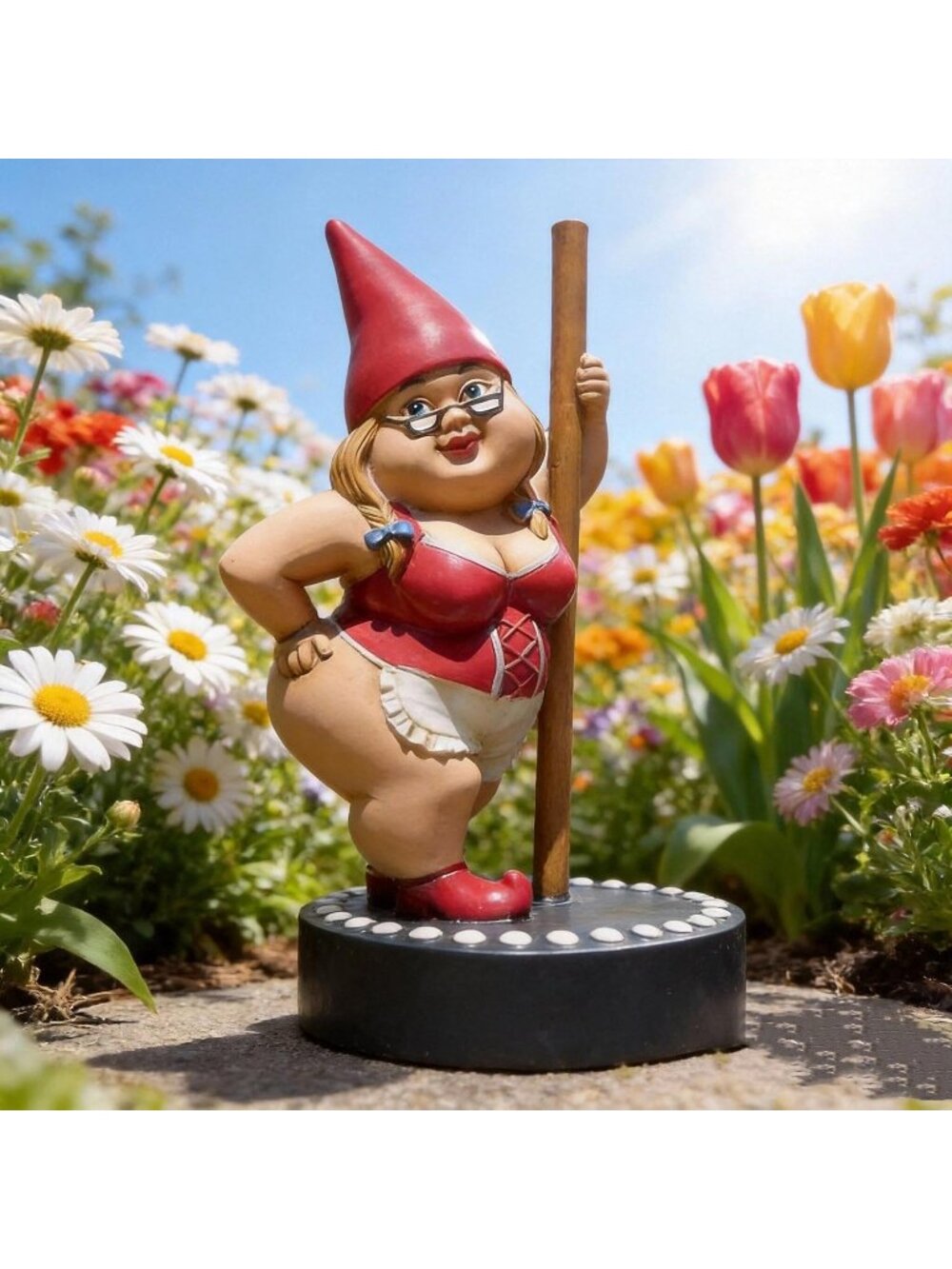 〽️Red Dancing Gnome Statue Whimsical Garden Decor Playful Figurine Lawn Yard - Picture 4 of 6